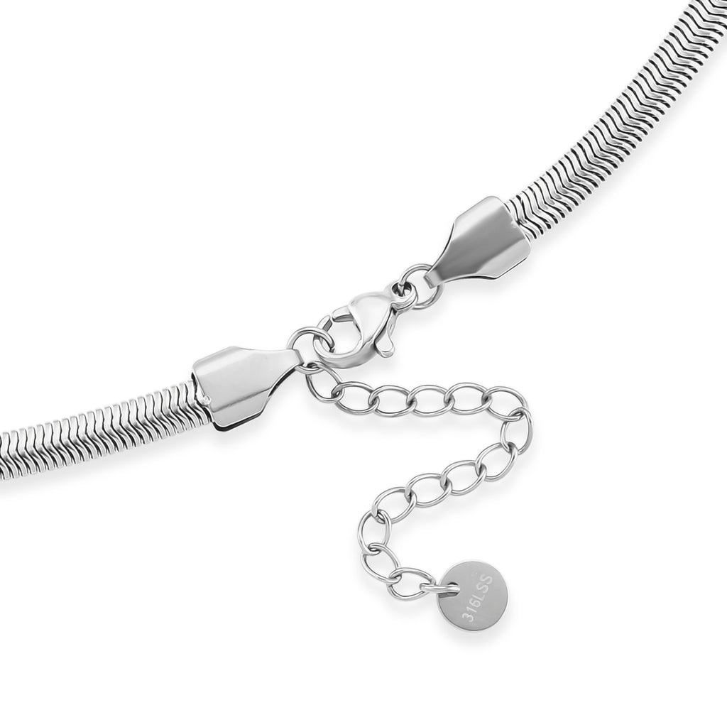 Designer inspired - Serpent Necklace (Size - 24.50) in Silver Tone_8272567_4
