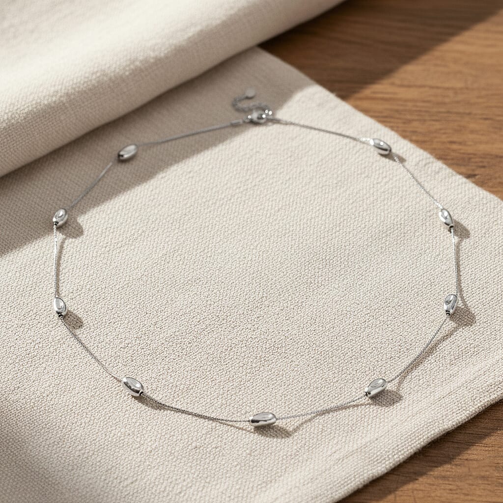 Designer Inspired Nugget Necklace (Size - 24) in Silver Tone_8272607_1