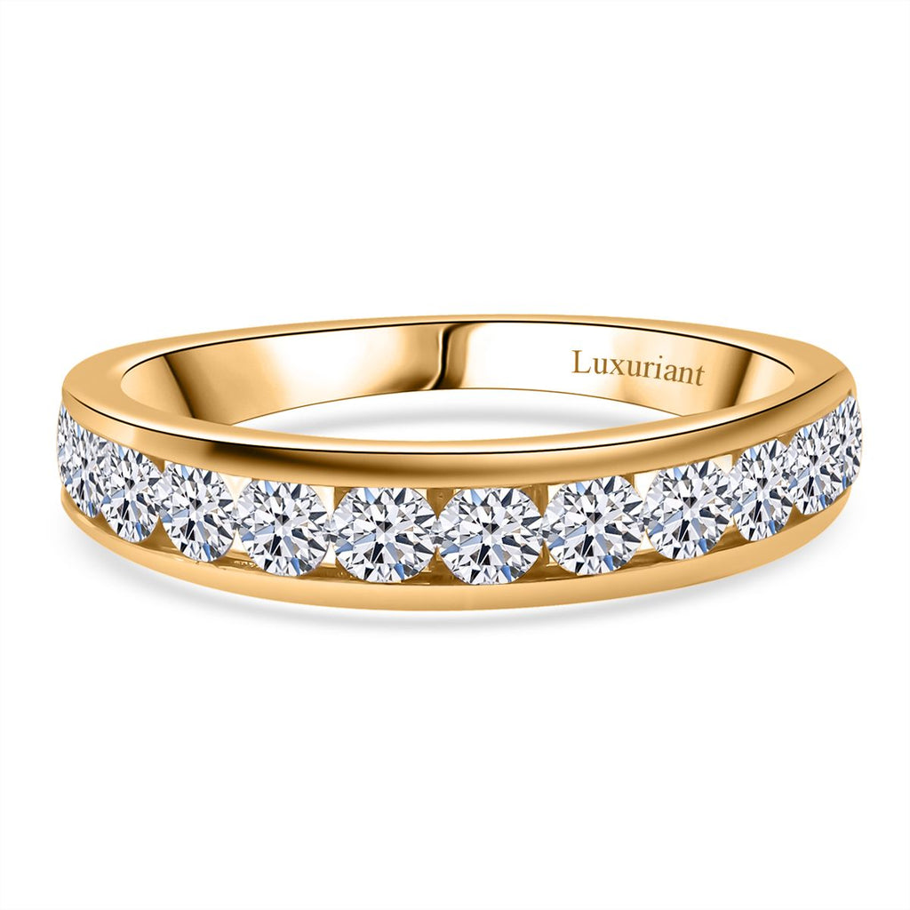 Luxuriant Lab Grown Diamond (SI/GH) Band Ring in 18K Vermeil Yellow Gold Overlay Sterling Silver 1.00 Ct._8272837