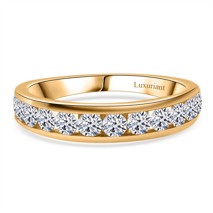 LUXURIANT 1 Ct. Lab Grown Diamond Band Ring in 18K Vermeil Yellow Gold Plated Sterling Silver 8272837 1