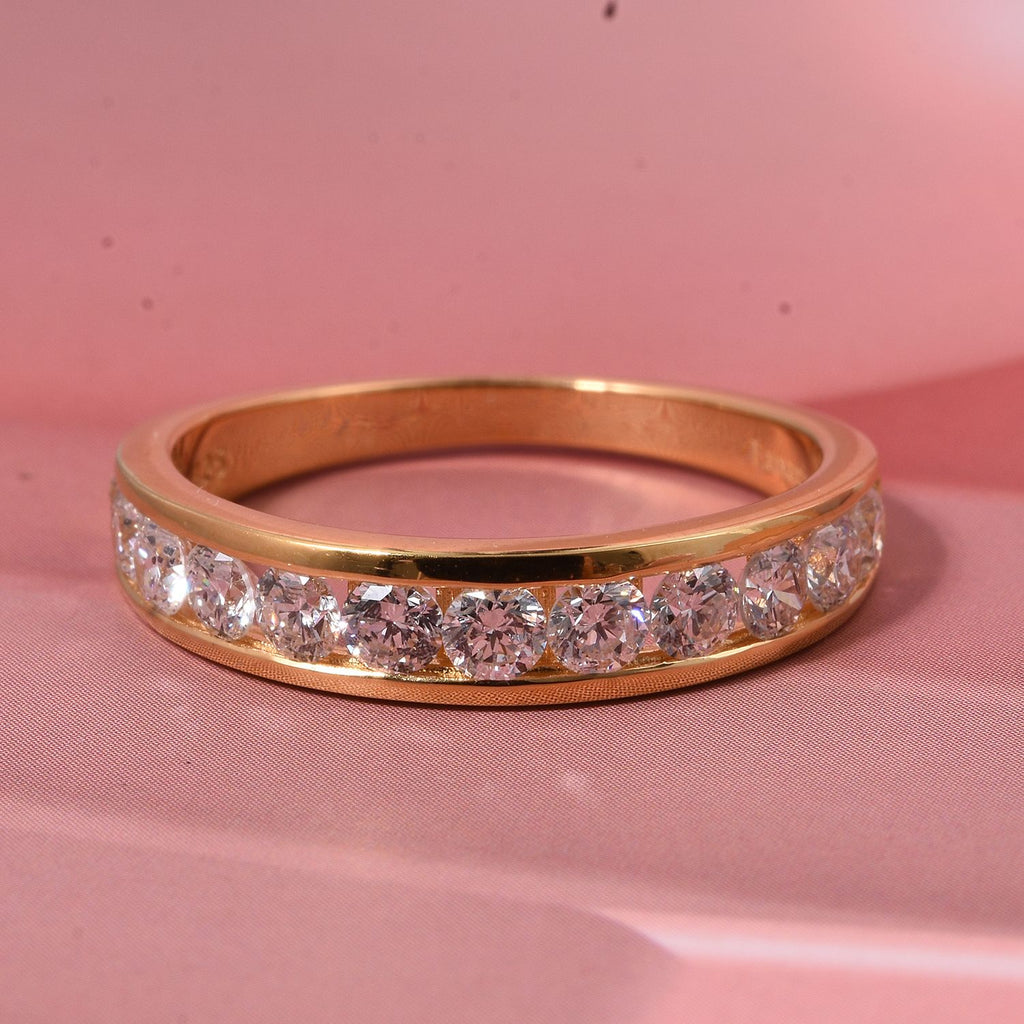Luxuriant Lab Grown Diamond (SI/GH) Band Ring in 18K Vermeil Yellow Gold Overlay Sterling Silver 1.00 Ct._8272837_1
