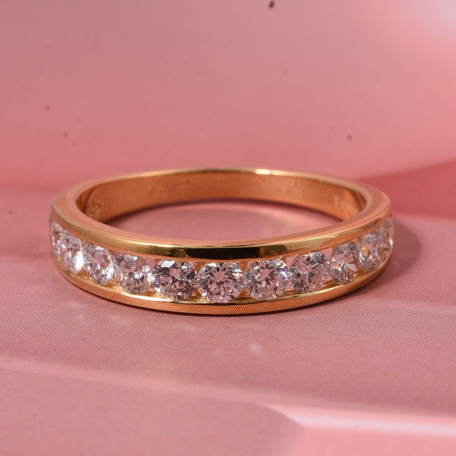 LUXURIANT 1 Ct. Lab Grown Diamond Band Ring in 18K Vermeil Yellow Gold Plated Sterling Silver 8272837 2