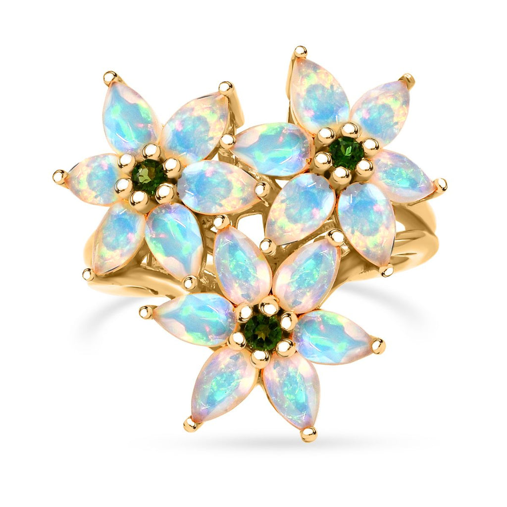 D'Joy Ethiopian Opal & Natural Chrome Diopside Ring in 18K Yellow Gold Plated Sterling Silver 2.41 Ct._8272958