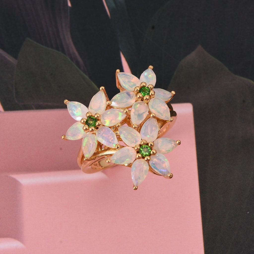 D'Joy Ethiopian Opal & Natural Chrome Diopside Ring in 18K Yellow Gold Plated Sterling Silver 2.41 Ct._8272958_1