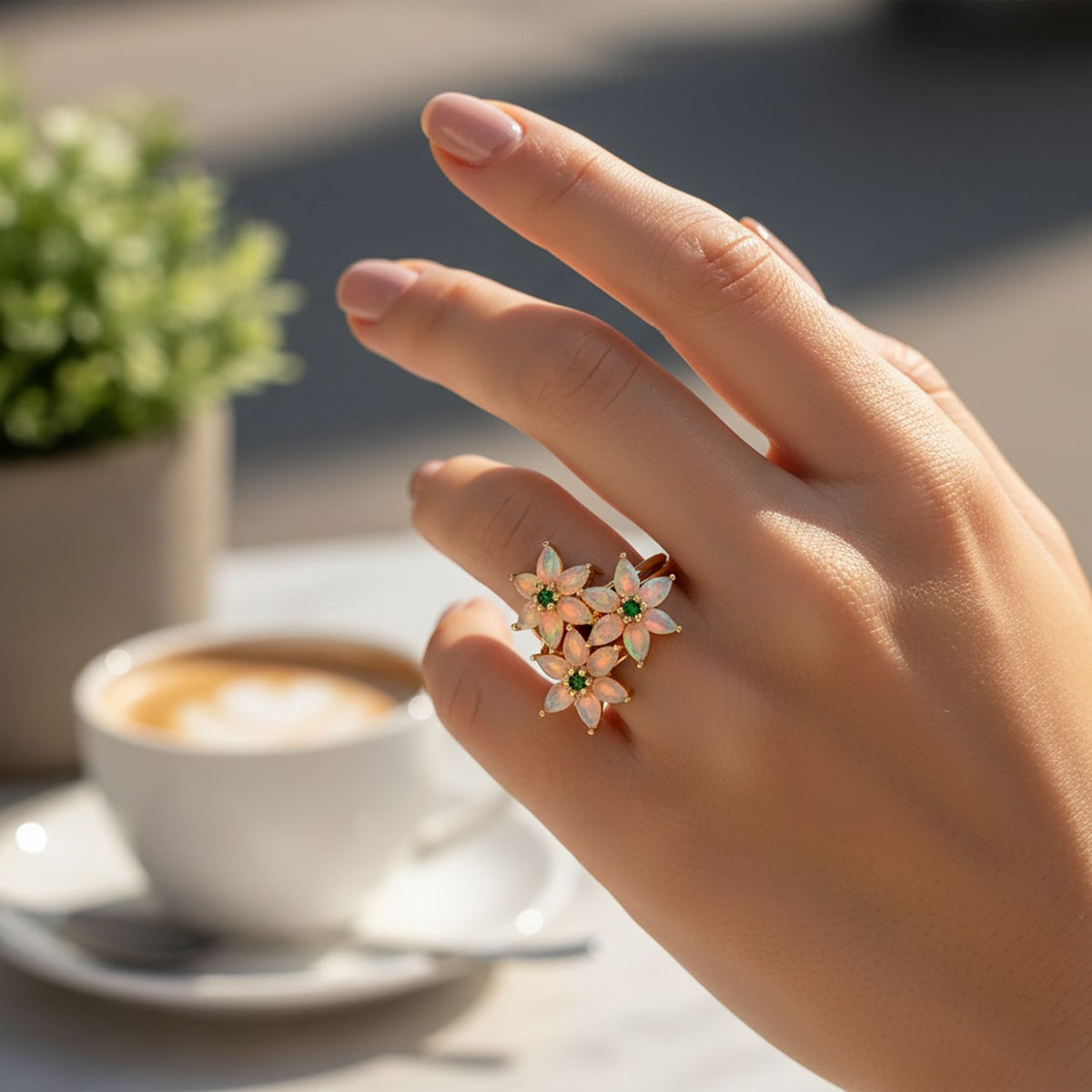 D'Joy Ethiopian Opal &amp; Natural Chrome Diopside Ring in 18K Yellow Gold Plated Sterling Silver 2.41 Ct. 8272958 2