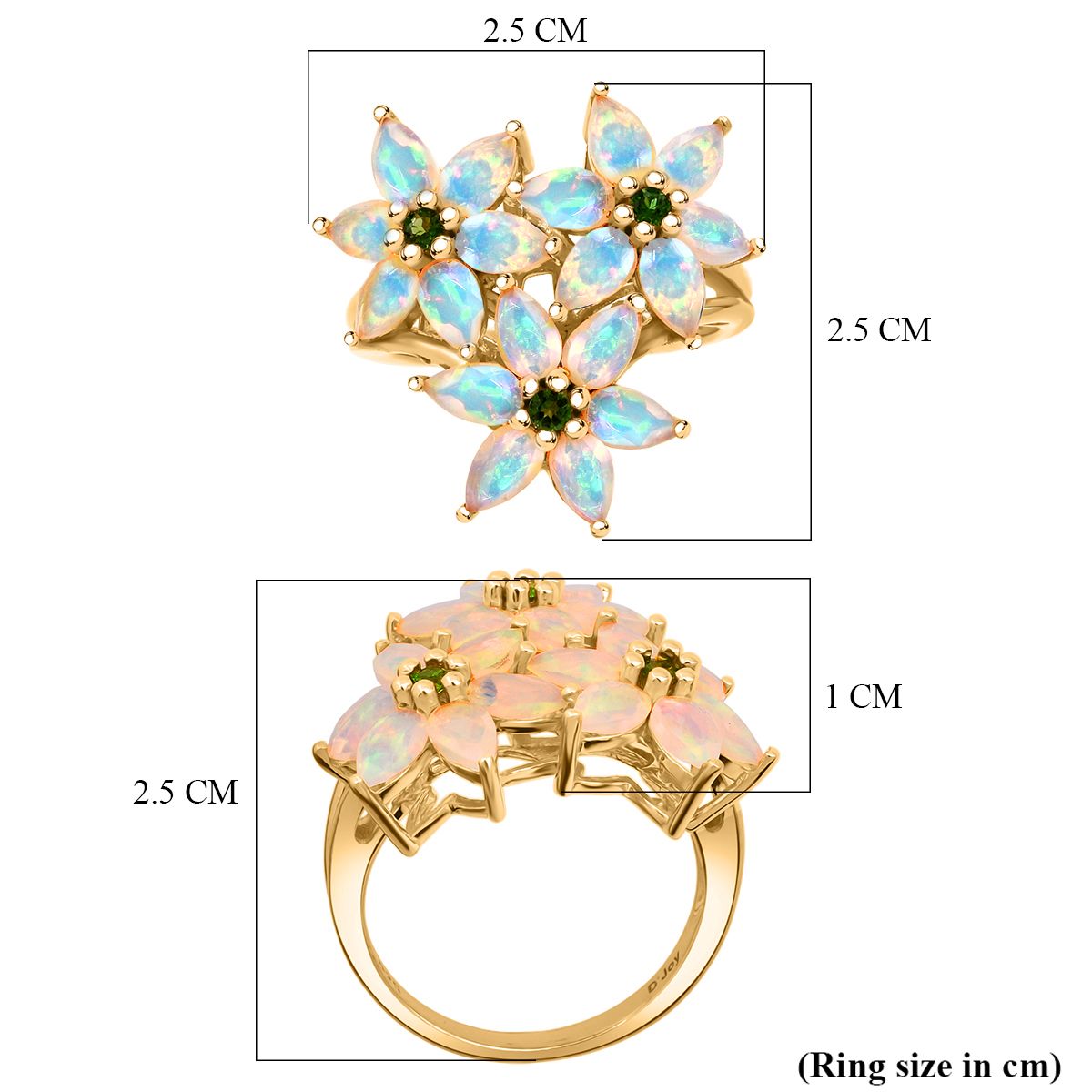 D'Joy Ethiopian Opal &amp; Natural Chrome Diopside Ring in 18K Yellow Gold Plated Sterling Silver 2.41 Ct. 8272958 5
