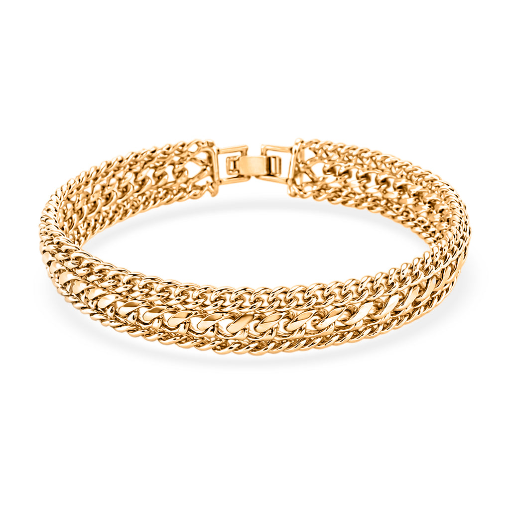 Woven Triple Curb Link Chain Bracelet (Size - 7.5)_8273038