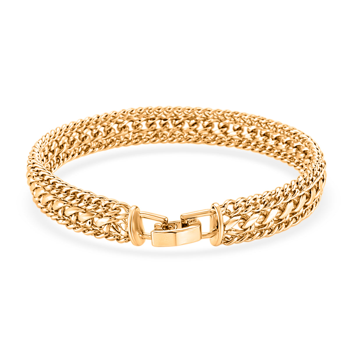 Woven Triple Curb Link Chain Bracelet (Size - 7.5) 8273038 4