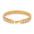 Woven Triple Curb Link Chain Bracelet (Size - 7.5)_8273038_3