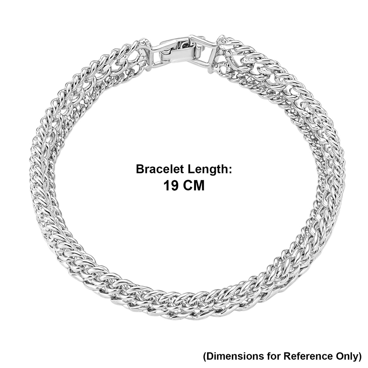 Woven Triple Curb Link Chain Bracelet (Size - 7.5) V32516228 5