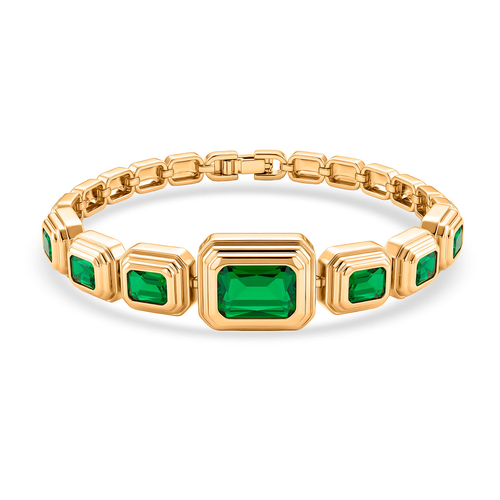 Vintage Glamour Collection - Bezel Set Cubic Zirconia Bracelet (Size 7.5) - Green_8273049