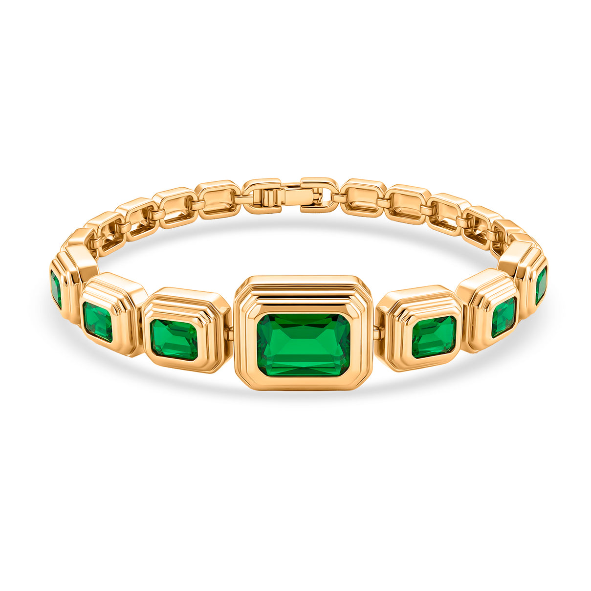 Vintage Glamour Collection - Bezel Set Cubic Zirconia Bracelet (Size 7.5) - Green 8273049 0
