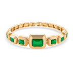 Vintage Glamour Collection - Bezel Set Cubic Zirconia Bracelet (Size 7.5) - Green_8273049