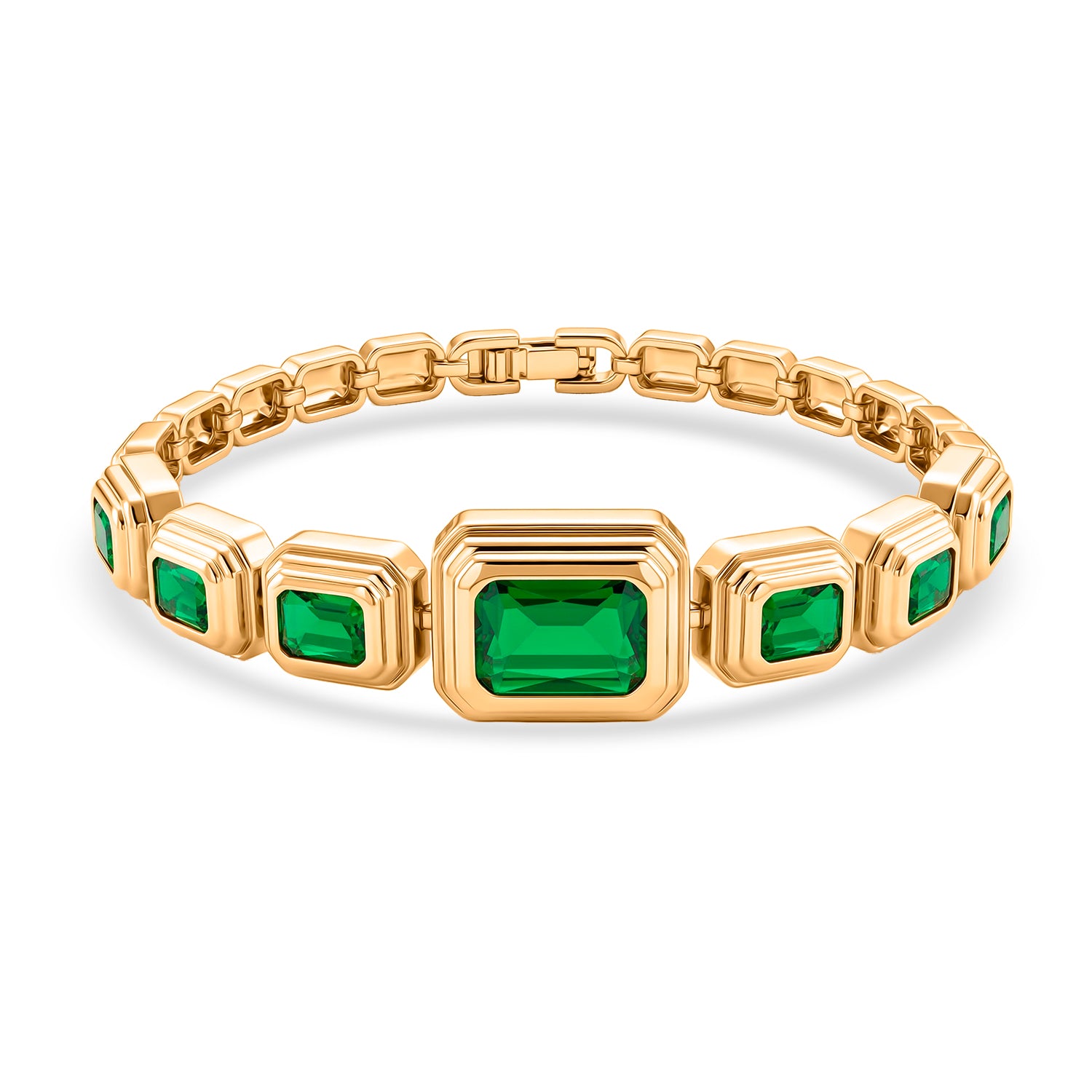 Vintage Glamour Collection - Bezel Set Cubic Zirconia Bracelet (Size 7.5) - Green 8273049 0