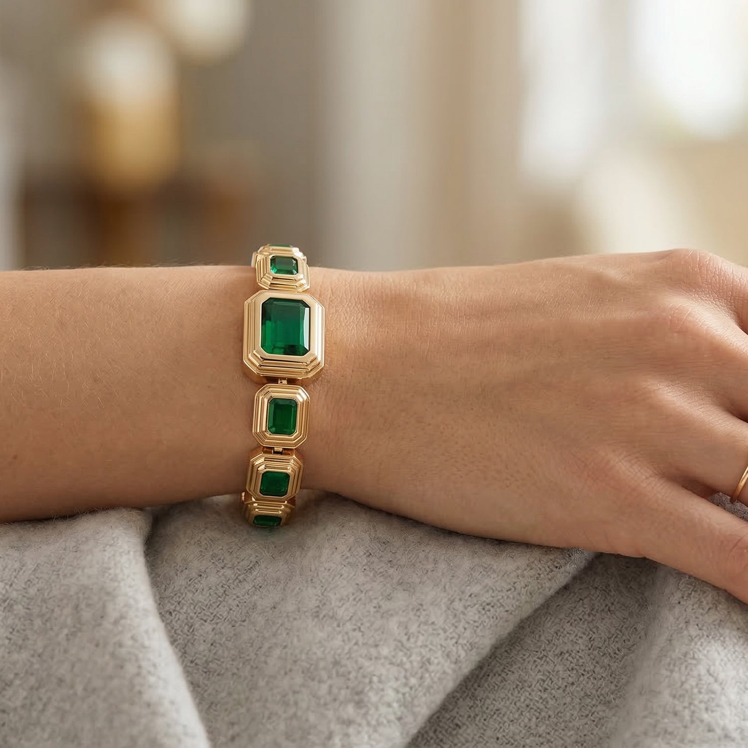 Vintage Glamour Collection - Bezel Set Cubic Zirconia Bracelet (Size 7.5) - Green 8273049 1