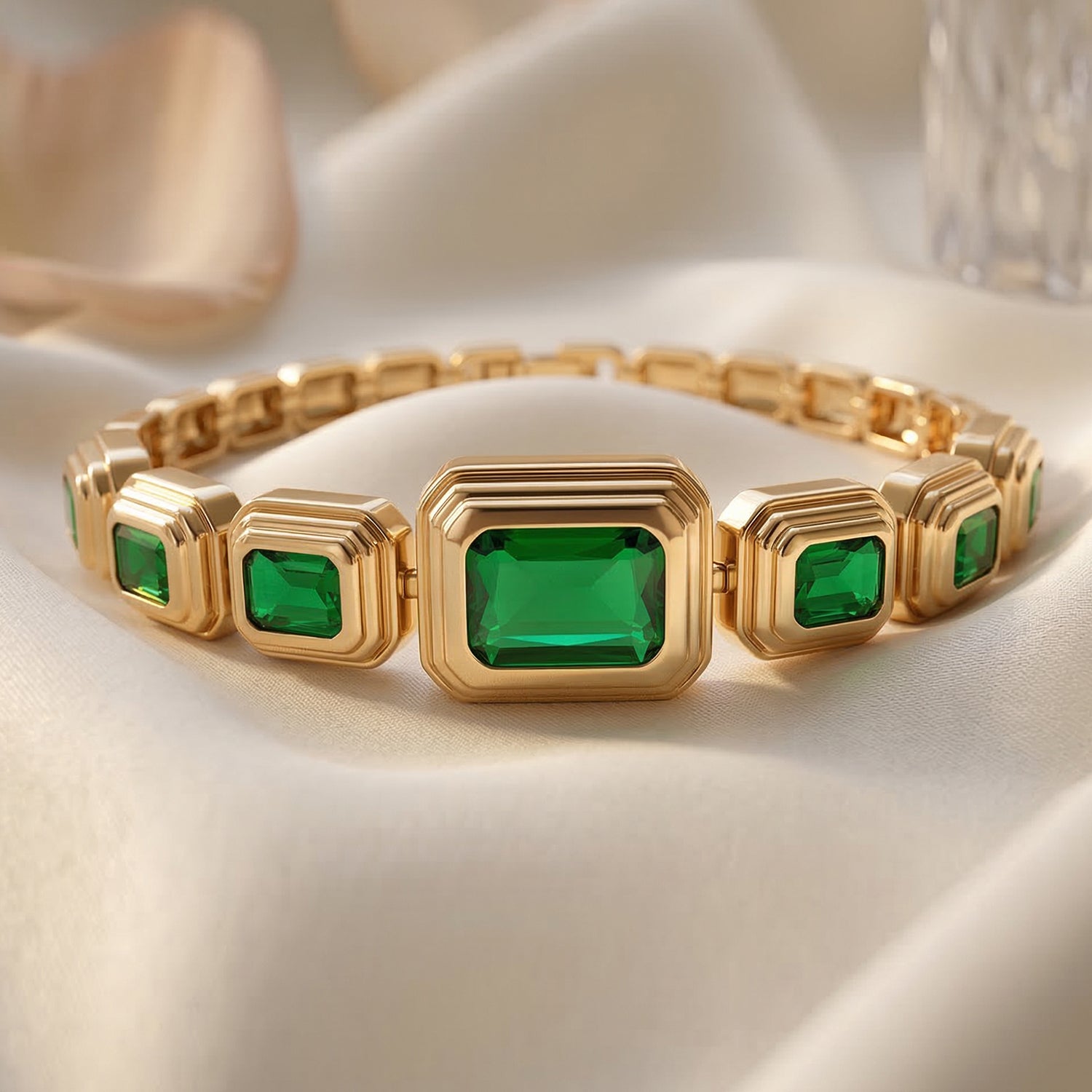 Vintage Glamour Collection - Bezel Set Cubic Zirconia Bracelet (Size 7.5) - Green 8273049 2