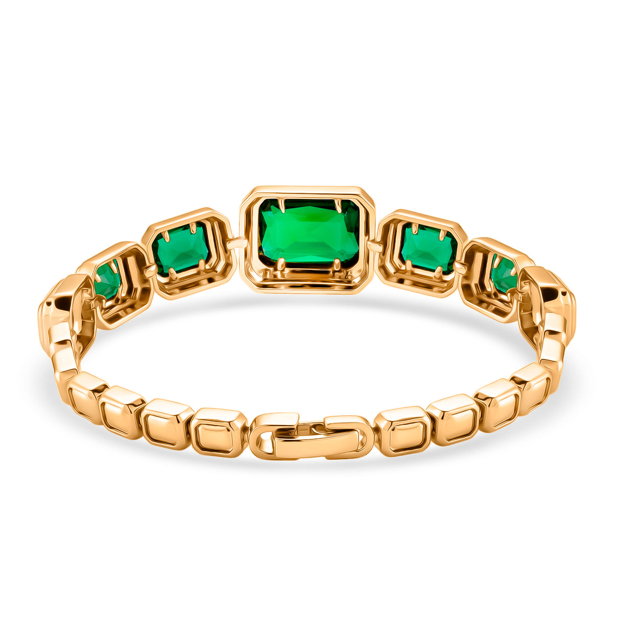Vintage Glamour Collection - Bezel Set Cubic Zirconia Bracelet (Size 7.5) - Green 8273049 3