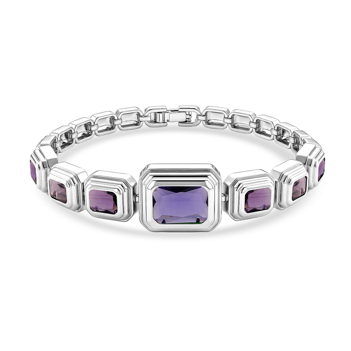 Vintage Glamour Collection - Bezel Set Cubic Zirconia Bracelet (Size 7.5) - Purple 8273053 0