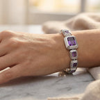 Vintage Glamour Collection - Bezel Set Cubic Zirconia Bracelet (Size 7.5) - Purple_8273053_1