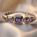 Vintage Glamour Collection - Bezel Set Cubic Zirconia Bracelet (Size 7.5) - Purple_8273053_2