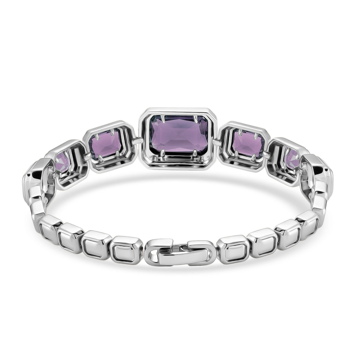 Vintage Glamour Collection - Bezel Set Cubic Zirconia Bracelet (Size 7.5) - Purple 8273053 3