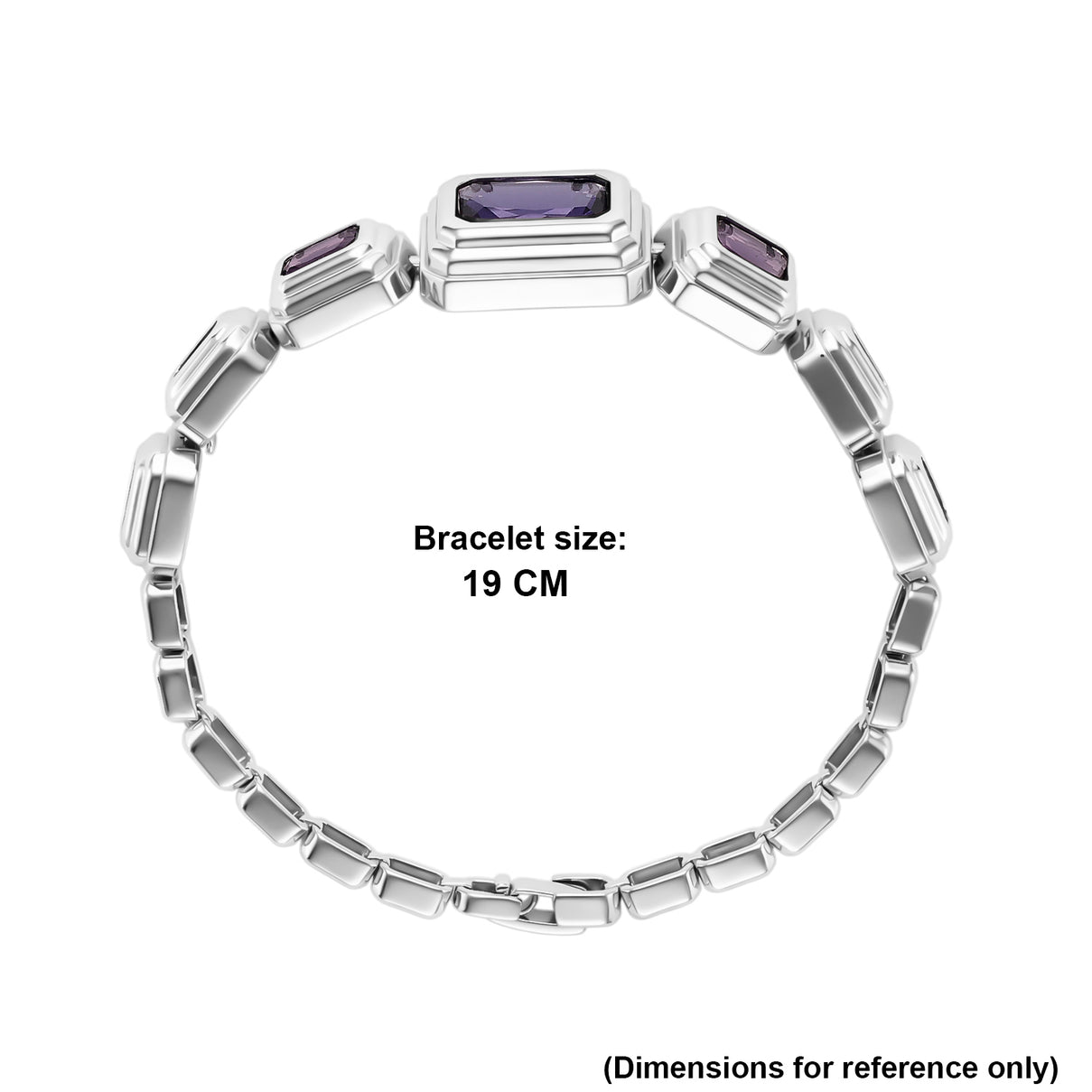 Vintage Glamour Collection - Bezel Set Cubic Zirconia Bracelet (Size 7.5) - Purple 8273053 4