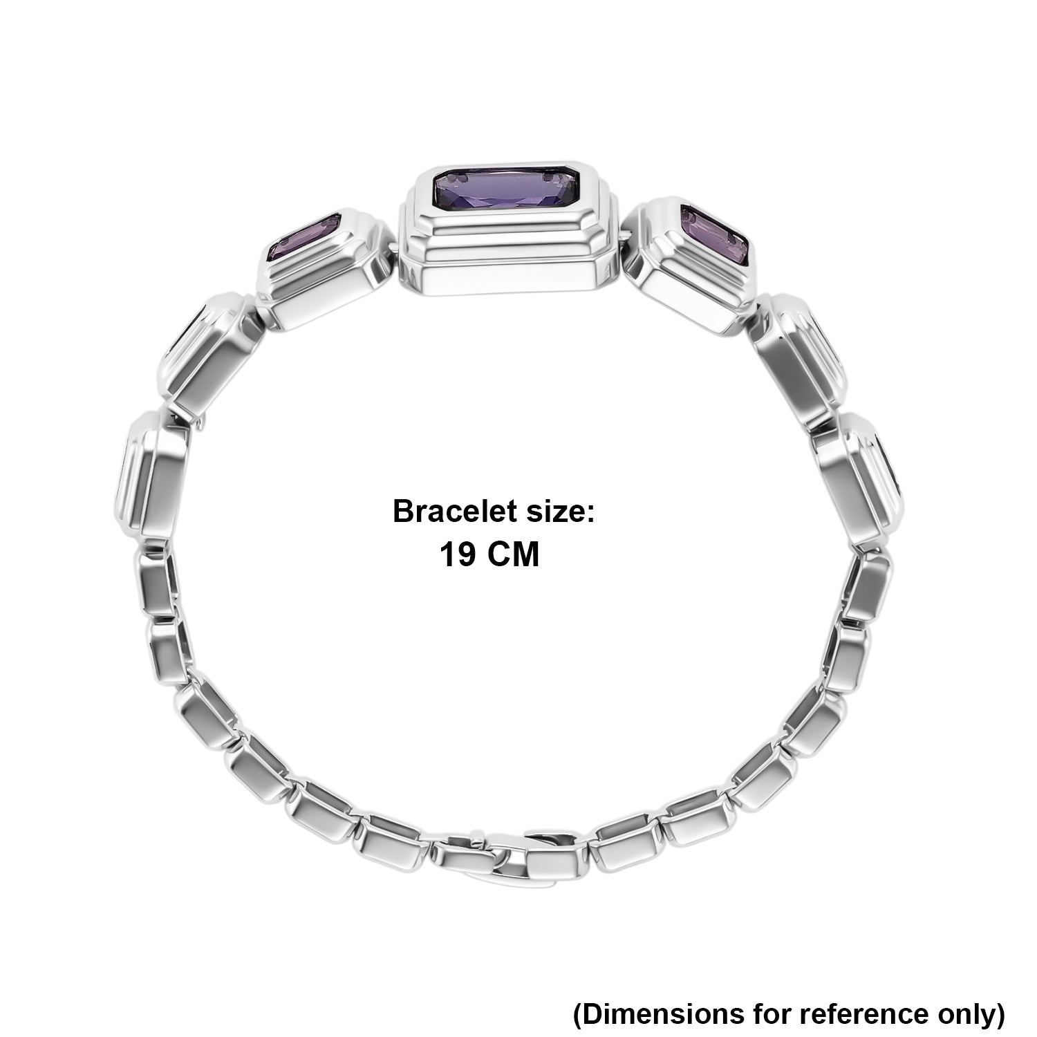 Vintage Glamour Collection - Bezel Set Cubic Zirconia Bracelet (Size 7.5) - Purple 8273053 4