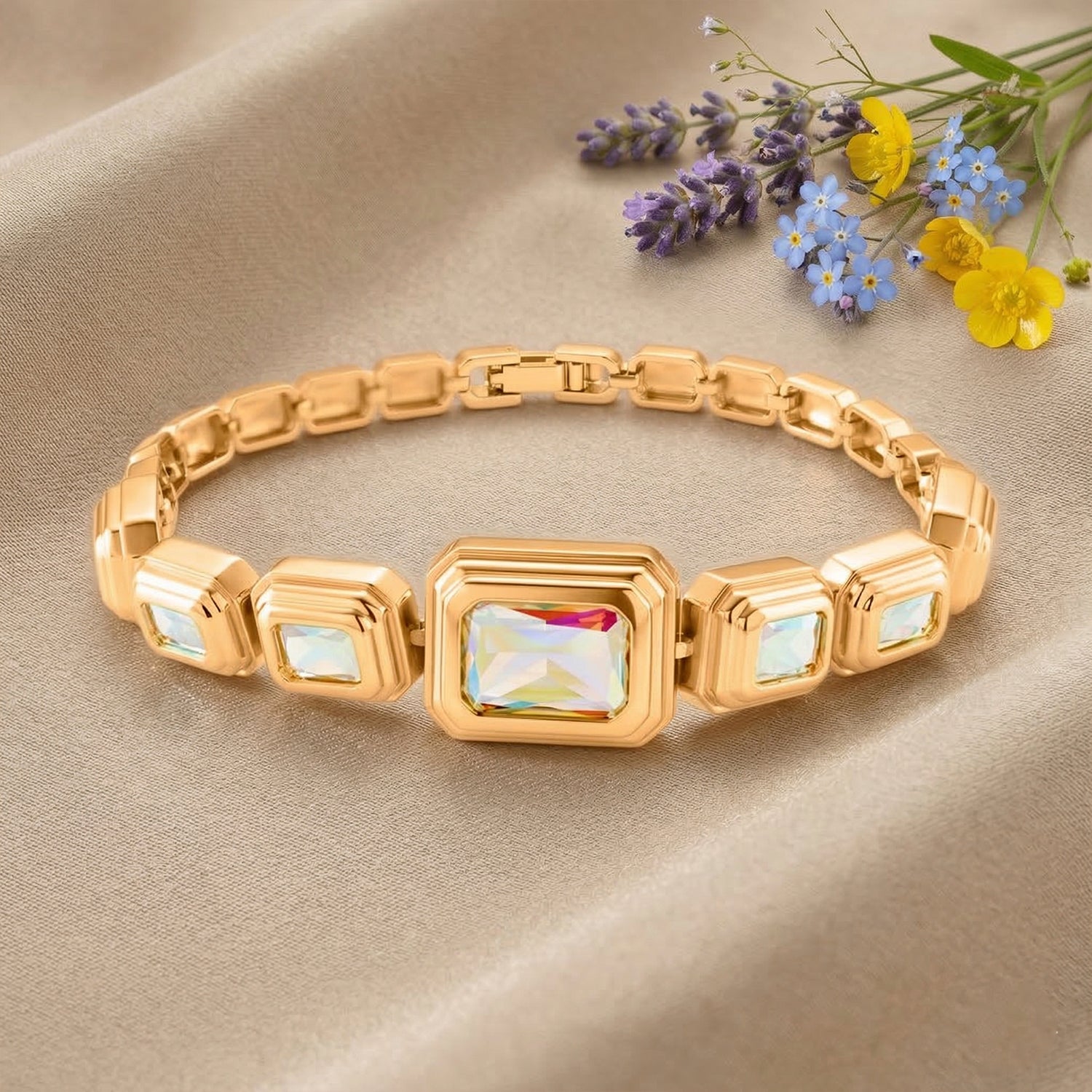 Vintage Glamour Collection - Bezel Set Cubic Zirconia Bracelet (Size 7.5) - Mystic 8273054 2