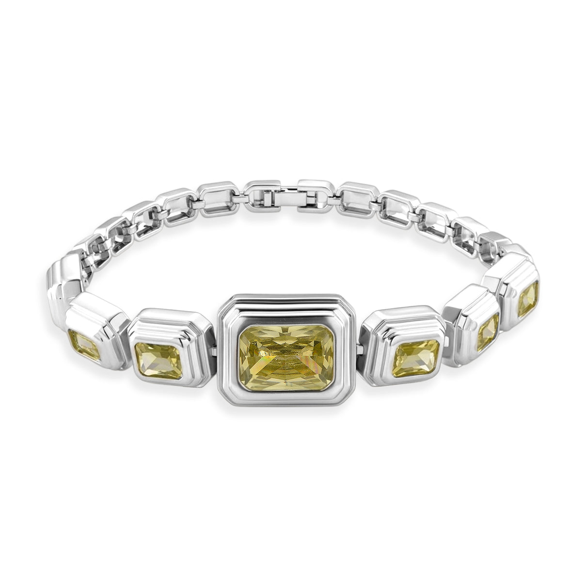 Vintage Glamour Collection - Bezel Set Cubic Zirconia Bracelet (Size 7.5) - Yellow 8273055 0