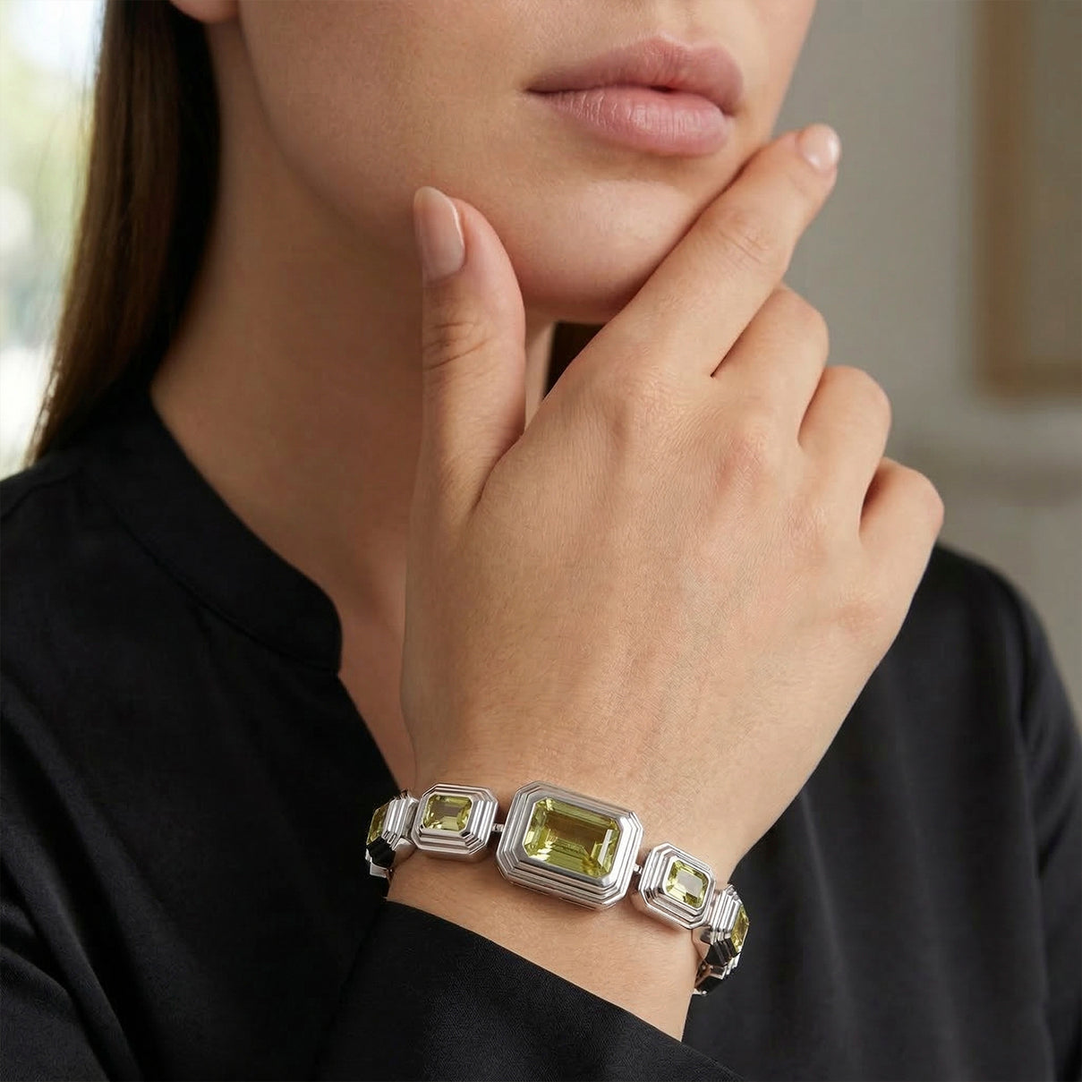 Vintage Glamour Collection - Bezel Set Cubic Zirconia Bracelet (Size 7.5) - Yellow 8273055 1