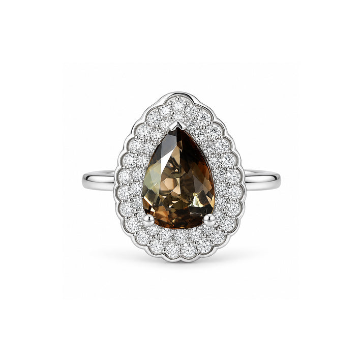 Certified and Appraised D'Joy Andalusite, Moissanite Main Stone With Side Stone Ring in Rhodium Overlay Sterling Silver 3.360 Ct. 8273067 1
