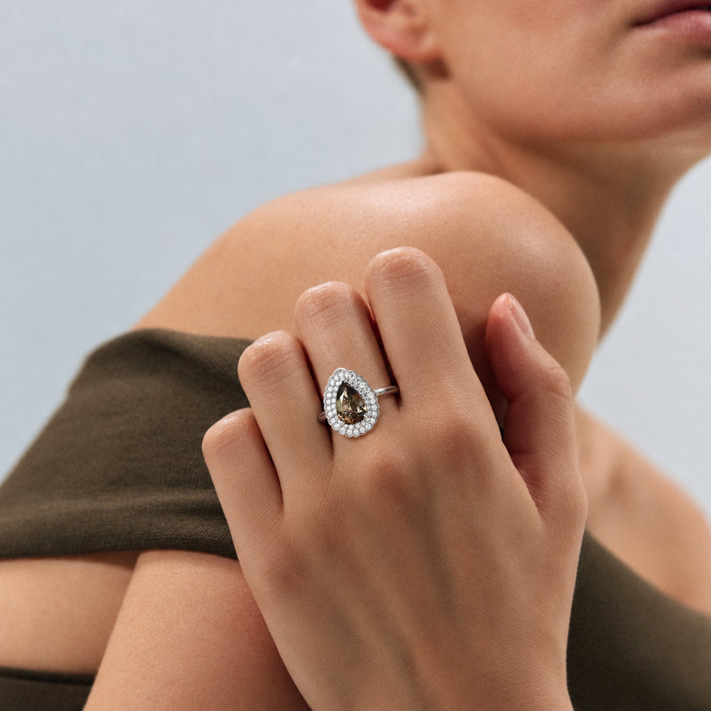 D'Joy - AGI Certified Andalusite & Moissanite Halo Ring in Rhodium Overlay Sterling Silver 2.30 Ct._8273067_1