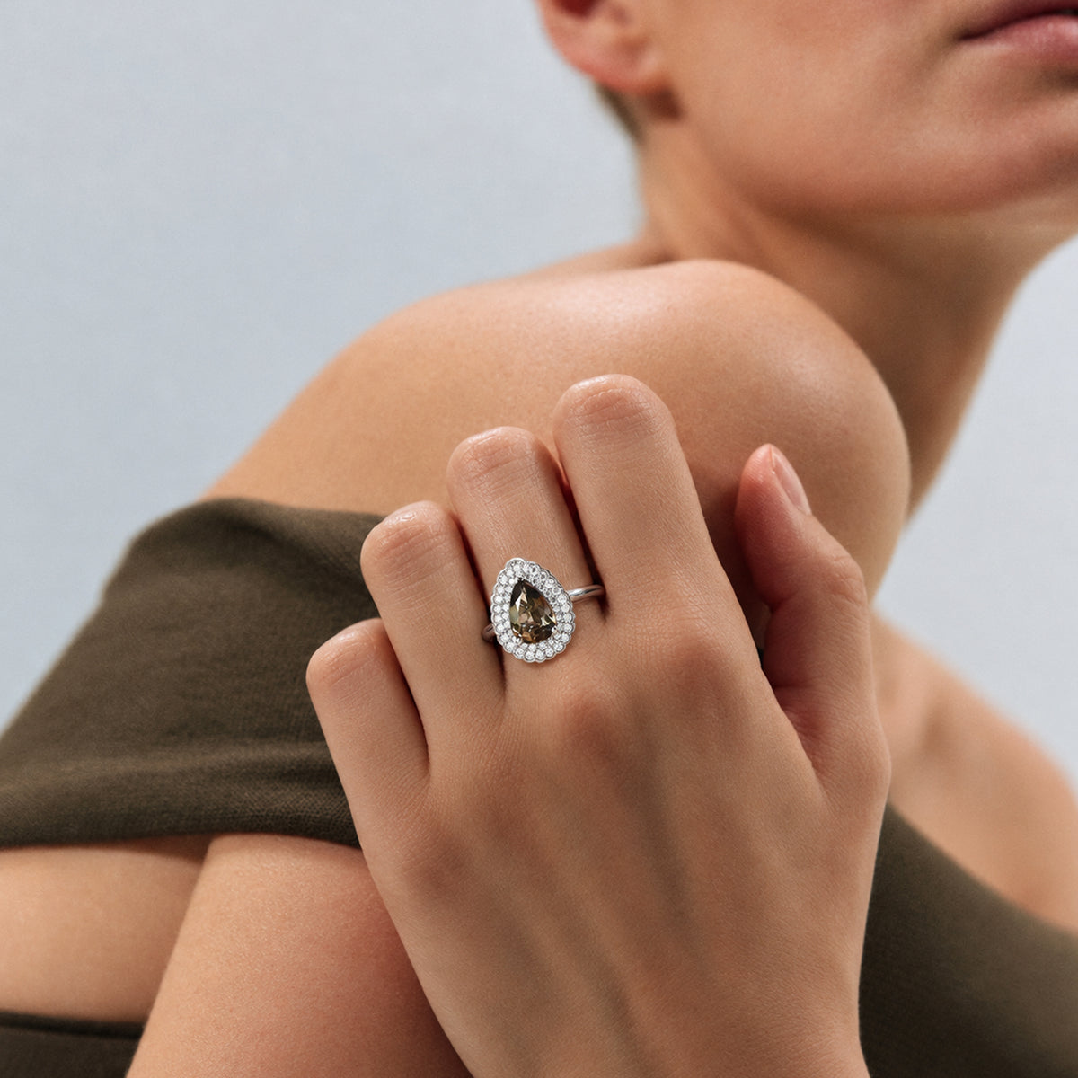 Certified and Appraised D'Joy Andalusite, Moissanite Main Stone With Side Stone Ring in Rhodium Overlay Sterling Silver 3.360 Ct. 8273067 2