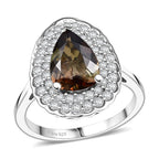 D'Joy - AGI Certified Andalusite & Moissanite Halo Ring in Rhodium Overlay Sterling Silver 2.30 Ct._8273067_4
