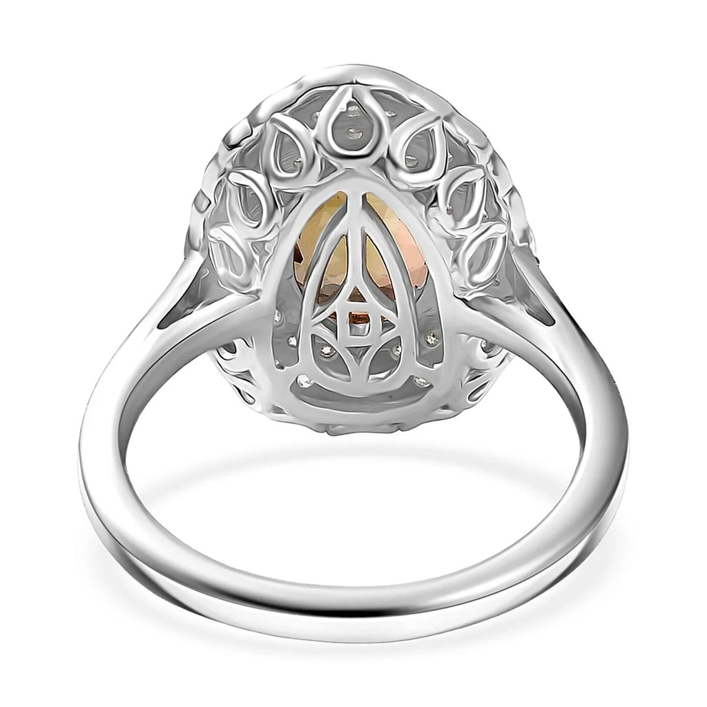 D'Joy - AGI Certified Andalusite & Moissanite Halo Ring in Rhodium Overlay Sterling Silver 2.30 Ct._8273067_6
