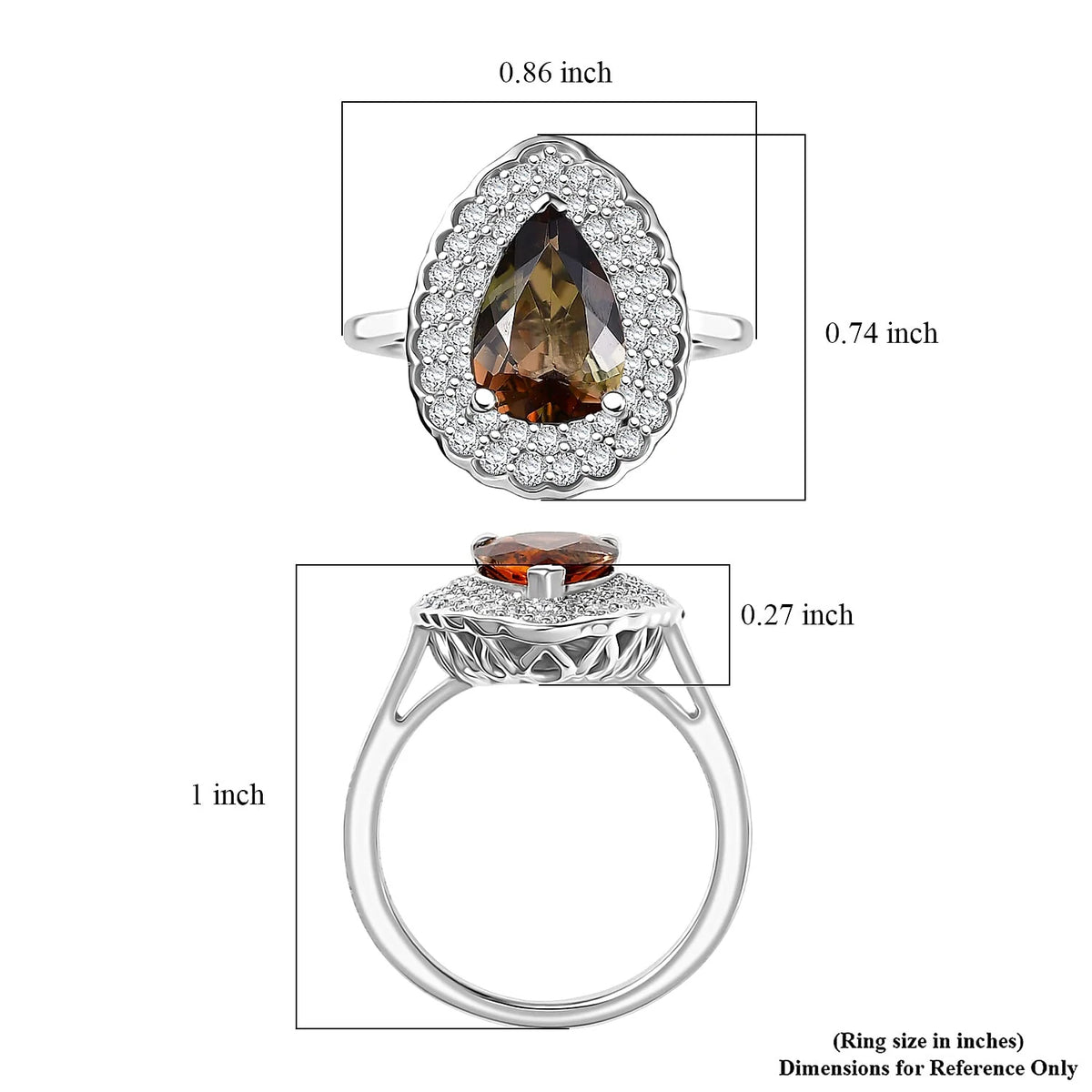 Certified and Appraised D'Joy Andalusite, Moissanite Main Stone With Side Stone Ring in Rhodium Overlay Sterling Silver 3.360 Ct. 8273067 8
