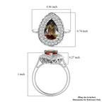 D'Joy - AGI Certified Andalusite & Moissanite Halo Ring in Rhodium Overlay Sterling Silver 2.30 Ct._8273067_7