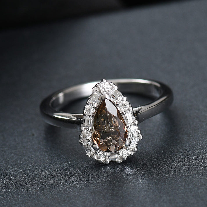 Certified and Appraised D'Joy Andalusite, Moissanite Main Stone With Side Stone Ring in Rhodium Overlay Sterling Silver 1.660 Ct. 8273084 2