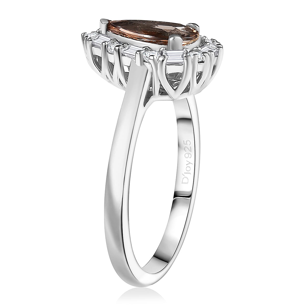 Certified and Appraised D'Joy Andalusite, Moissanite Main Stone With Side Stone Ring in Rhodium Overlay Sterling Silver 1.660 Ct. 8273084 3