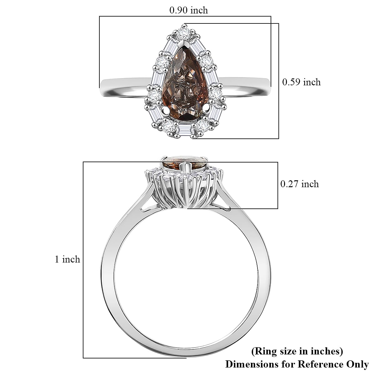 Certified and Appraised D'Joy Andalusite, Moissanite Main Stone With Side Stone Ring in Rhodium Overlay Sterling Silver 1.660 Ct. 8273084 5