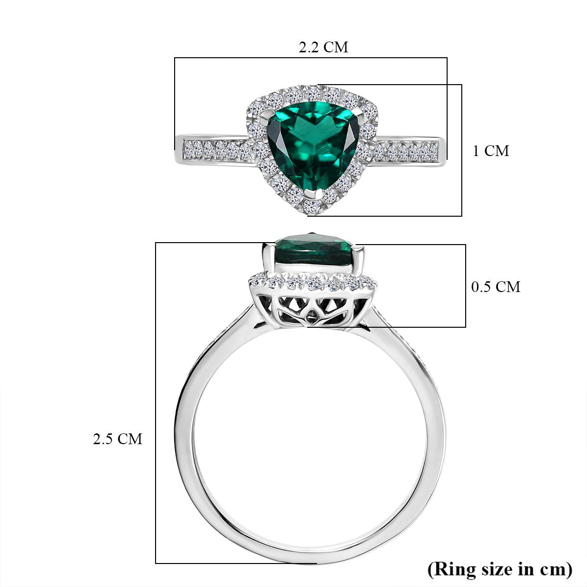 LUXURIANT Lab Grown Emerald, Lab Grown Diamond Halo Ring in Rhodium Overlay Sterling Silver 1.38 Ct. (SI-GH) V32521540 6