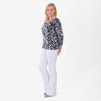 Pure & Natural Viscose Round Neck Top (Size 14/16) - Black, Grey & White_8273120_1