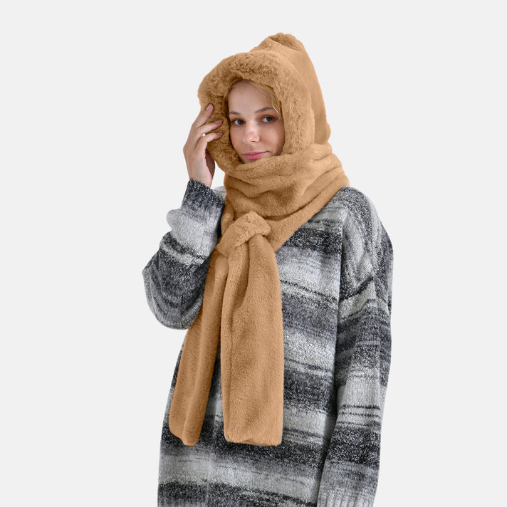 Super Soft Plush Hat and Scarf Set - Light Brown 8273243 2