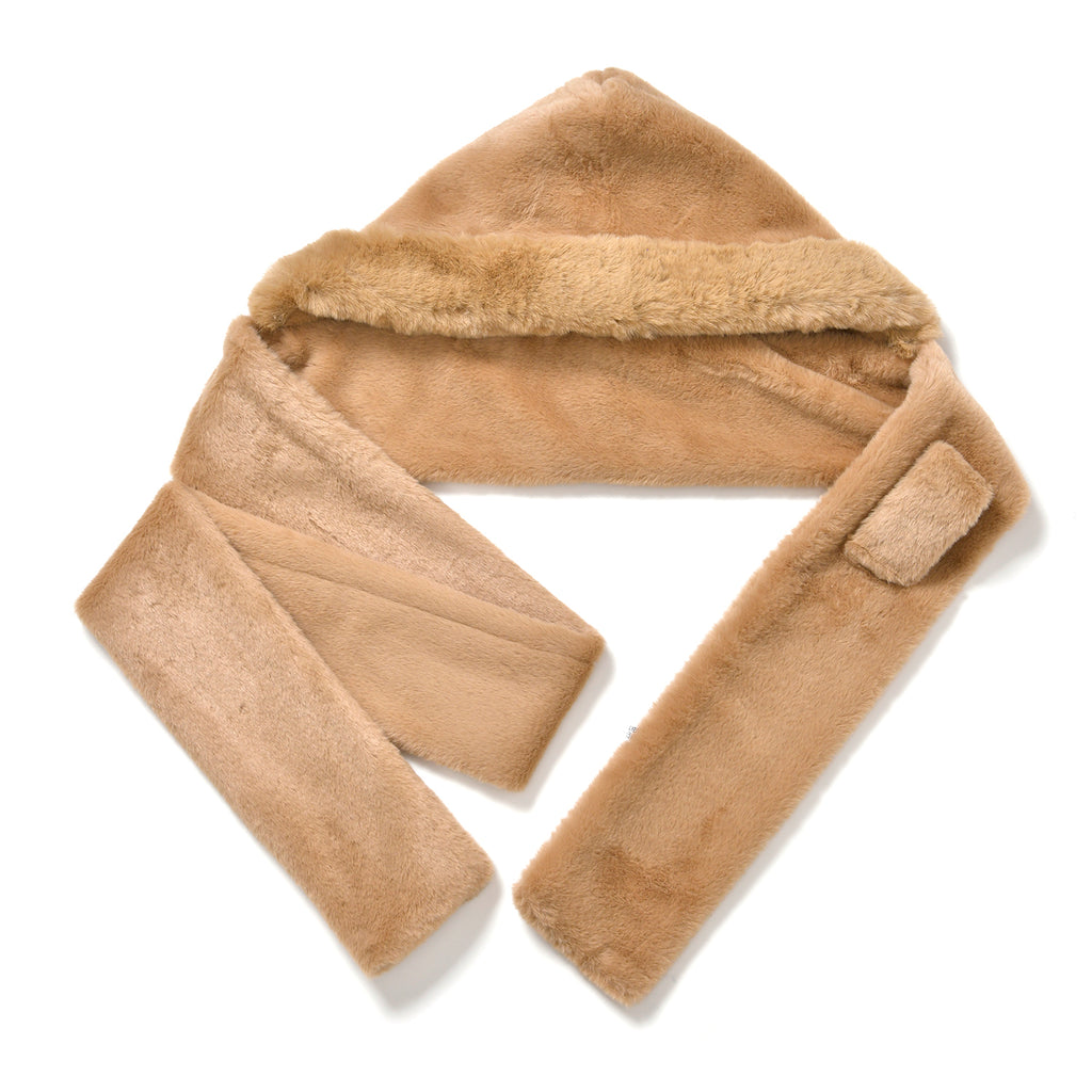 Super Soft Plush Hat and Scarf Set - Light Brown_8273243_4