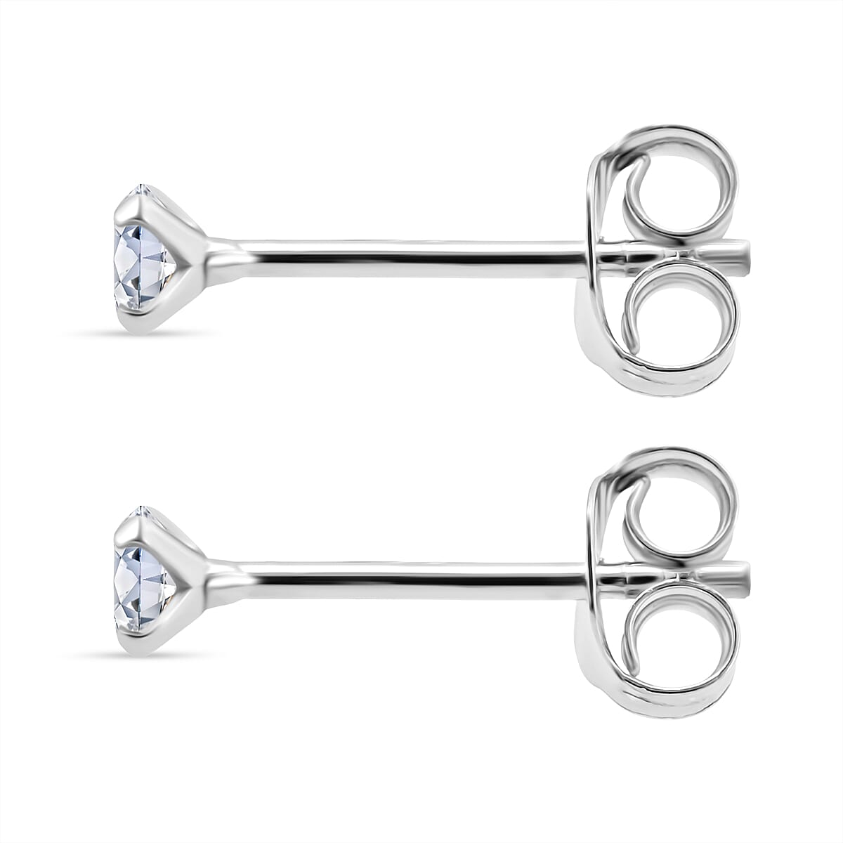 LUXURIANT Lab Grown Diamond Solitaire Stud Earring with Push Back in Rhodium Overlay Sterling Silver (SI-GH) 8273291 4