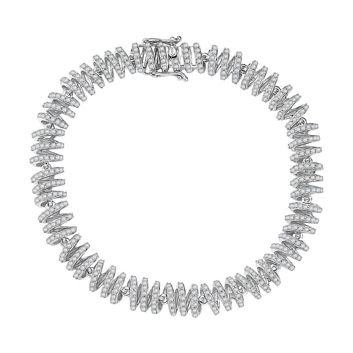 LUXURIANT 4 Ct. Lab Grown Diamond Spiral Bracelet (Size - 7.5) in Rhodium Overlay Sterling Silver 8273327 1