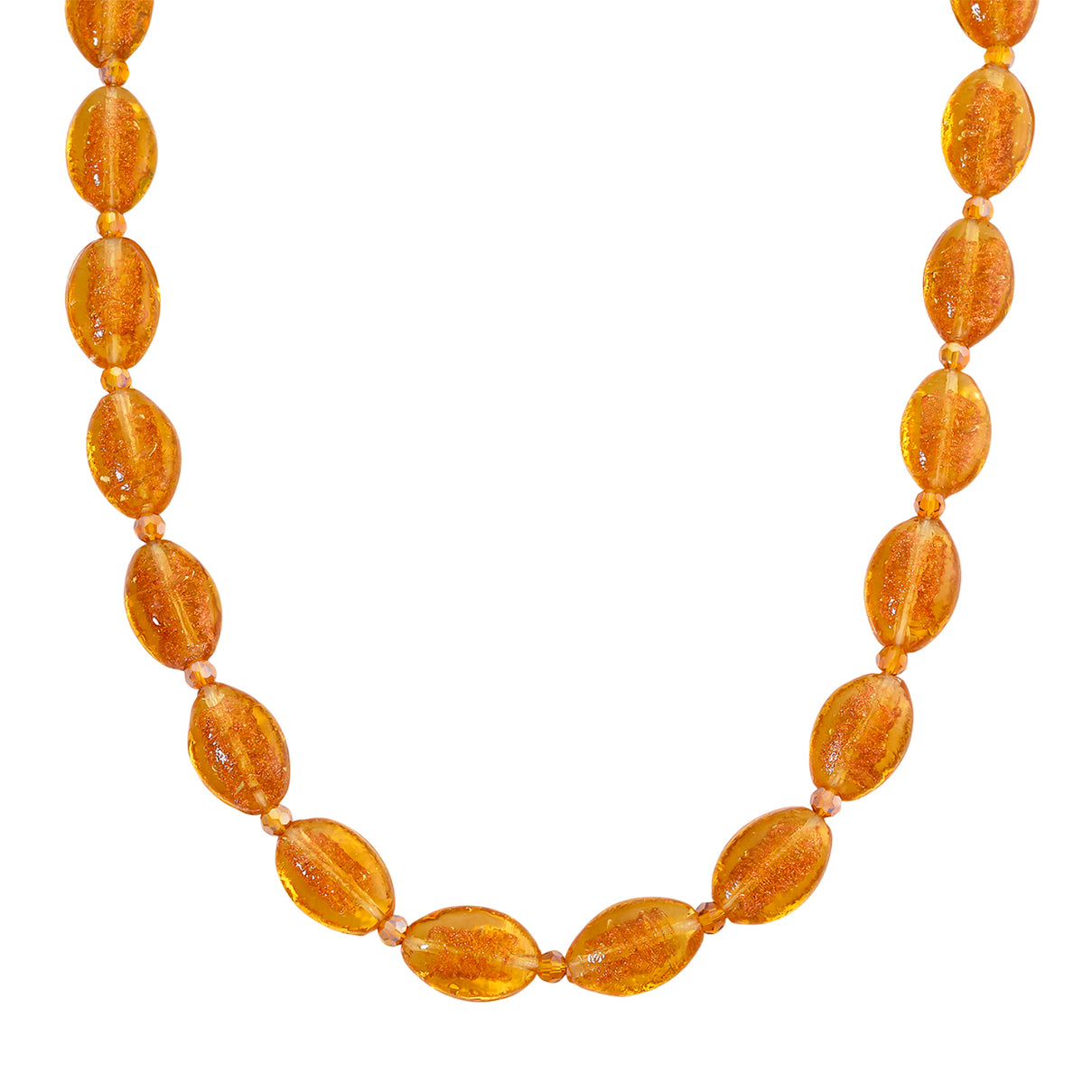 Champagne Colour Murano Style Glass and Champagne Glass Necklace (Size 20) with Magnetic Clasp in Silver Tone V32518286 0
