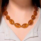 Champagne Colour Murano Style & Champagne Glass Necklace (Size 20) with Magnetic Clasp in Silver Tone_8274130_1