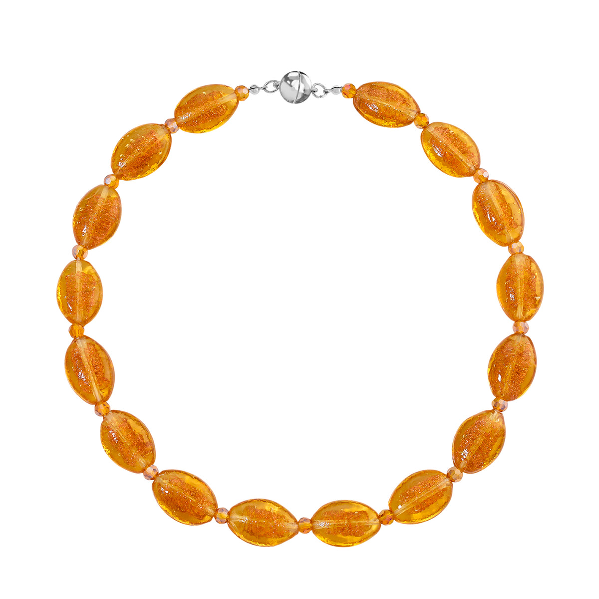 Champagne Colour Murano Style Glass and Champagne Glass Necklace (Size 20) with Magnetic Clasp in Silver Tone V32518286 4