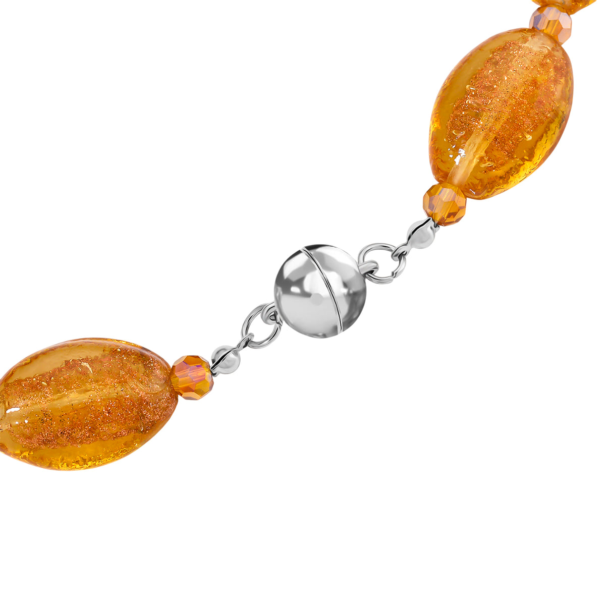 Champagne Colour Murano Style Glass and Champagne Glass Necklace (Size 20) with Magnetic Clasp in Silver Tone V32518286 5